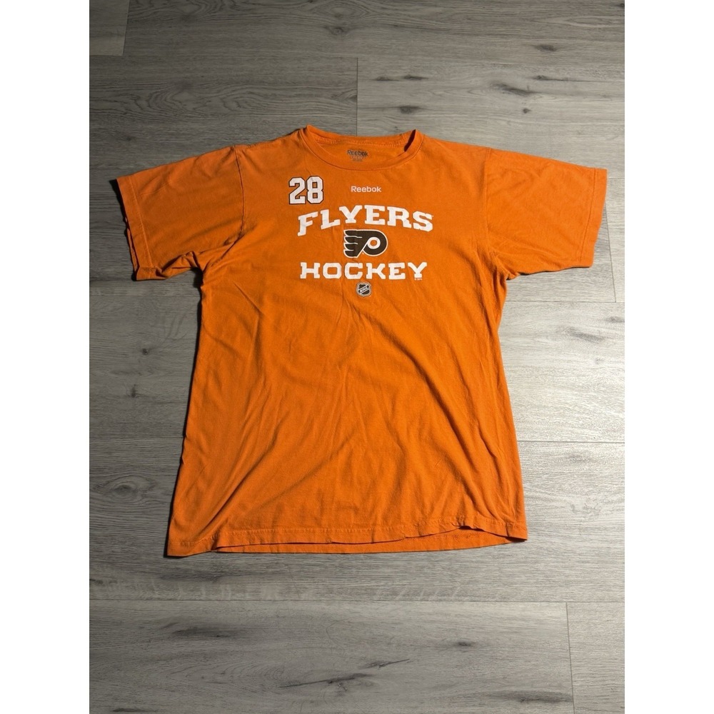 Reebok Flyers Giroux 28 T‎ Shirt Mens M Orange NHL Hockey Graphic Tee